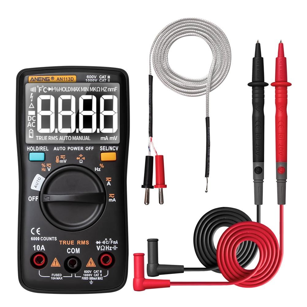 ANENG AN113D Digital Multimeter 6000 Counts Electricity Meter Tester Transistor Auto Rang AC/DC Voltage Calibrator Operations