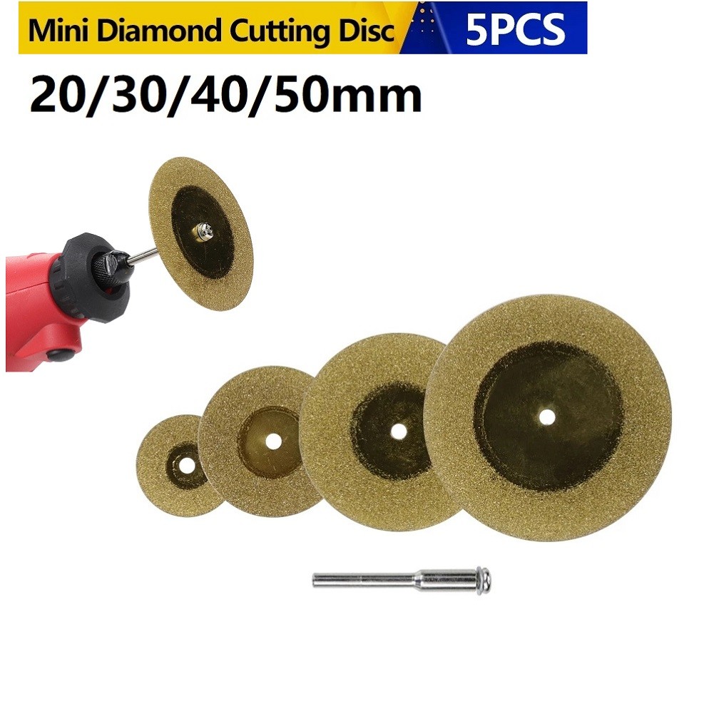 5pcs 20/30/40/50mm Diamond Cutting Discs + 1 Connecting Rod Dremel Accessories Abrasive Rotary Tool Metal Cutting