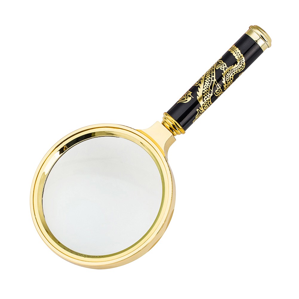 10X Handheld Optical Glass Scale Magnifier Magnifying Glass Jewelry Loupe With Detachable Small Dragon Pattern