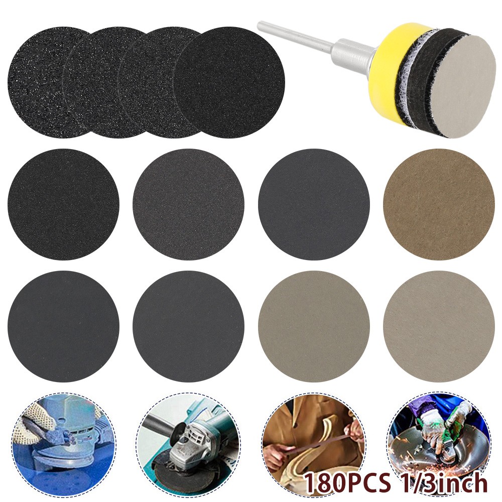 180pcs 1 inch wet dry sandpaper assortment 60-10000 grit sander disc 2 inch 50mm with hook and loop sanding pad for wood