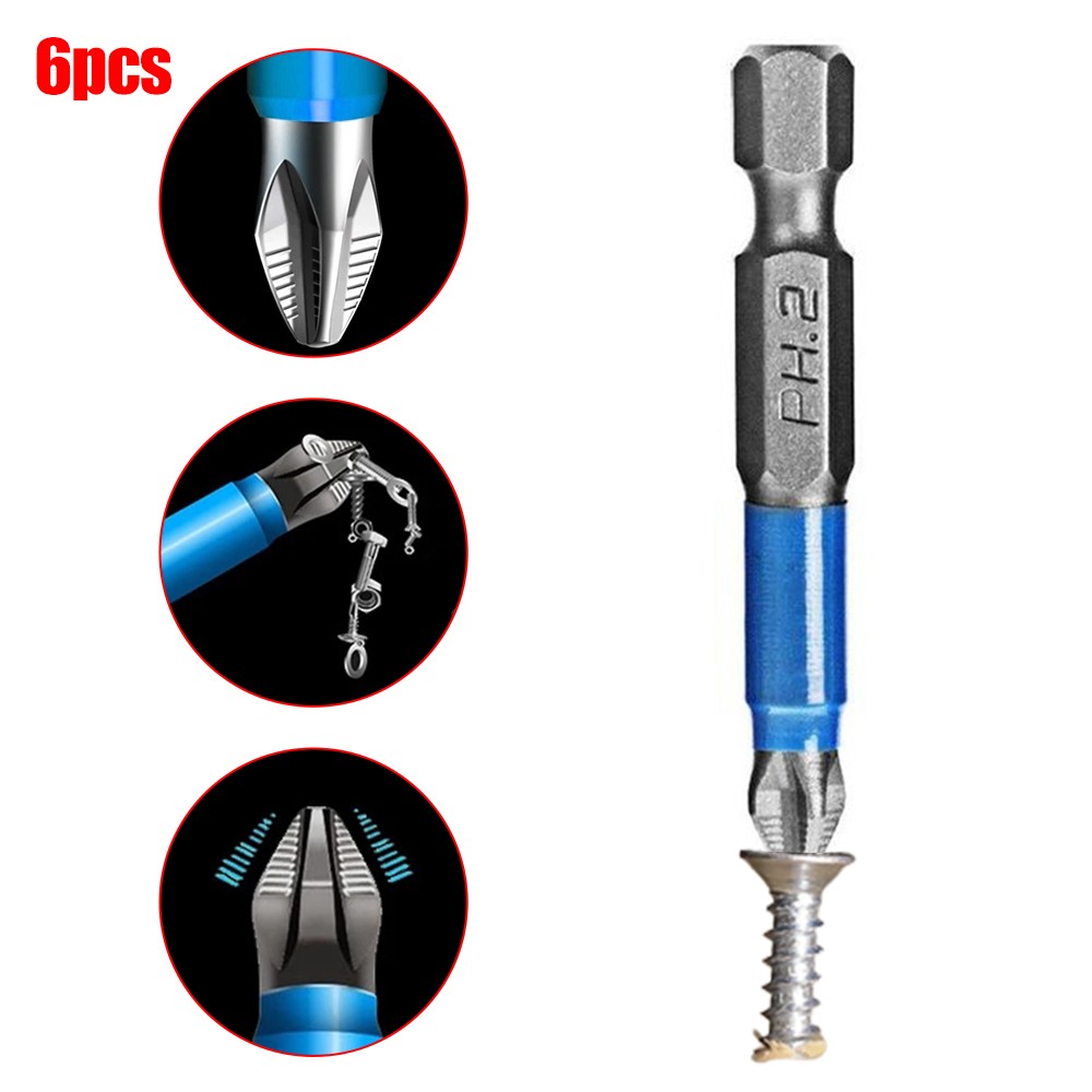 6pcs Screwdriver Bits Hand Tool Set Electric Hex Shank Magnetic Screwdriver Drill Bit Cross Bit Screwdriver Attachment Multitool