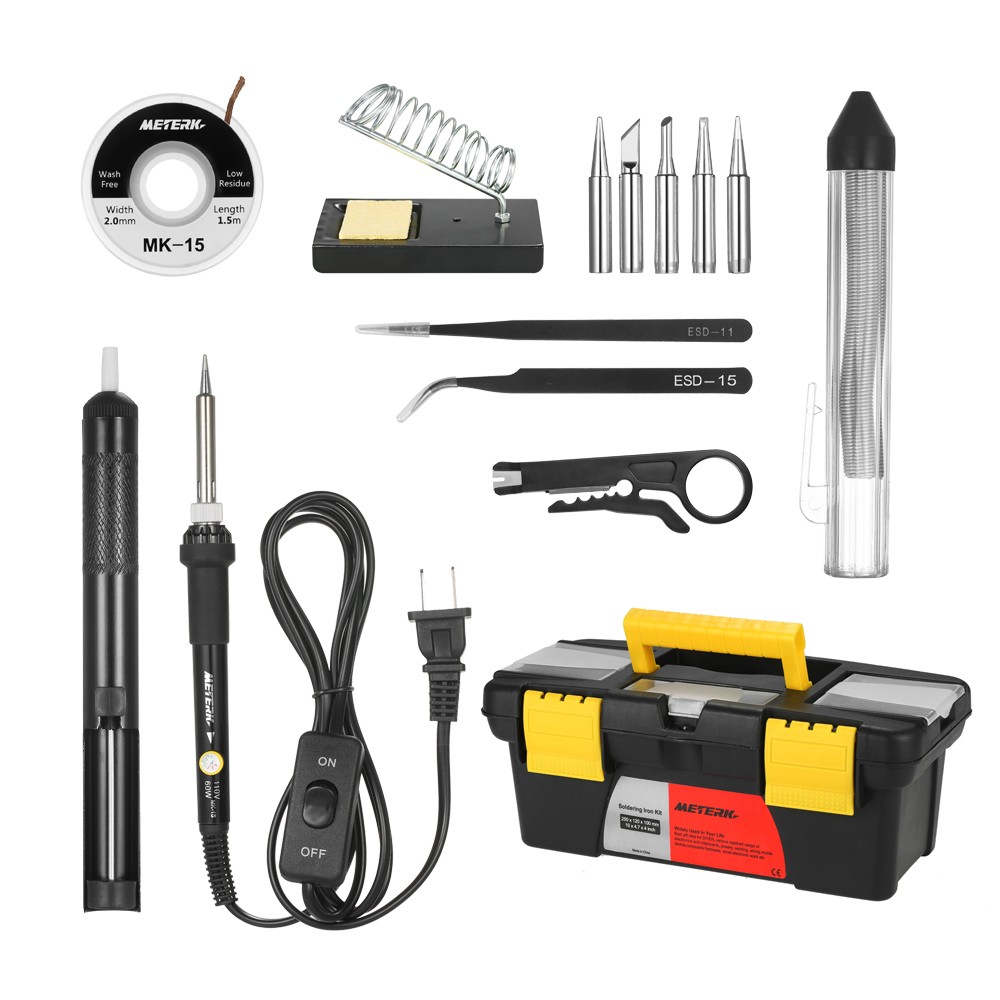 14in1 60W Adjustable Temperature Soldering Iron Soldering Iron Kit With ON/OFF Switch 5pcs Soldering Tips With Box