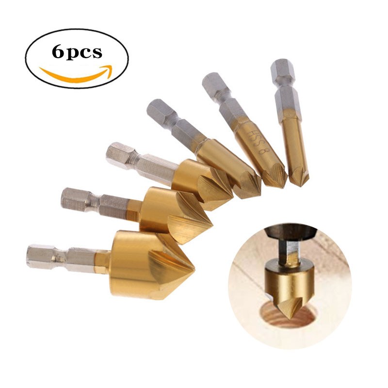 HSS Chamfer Balancing Chamfer Drill Bit 1/4" Hex Shank 90 Degree Wood Chamfer Cutter 12mm-19mm Drill Bit Drill Bit