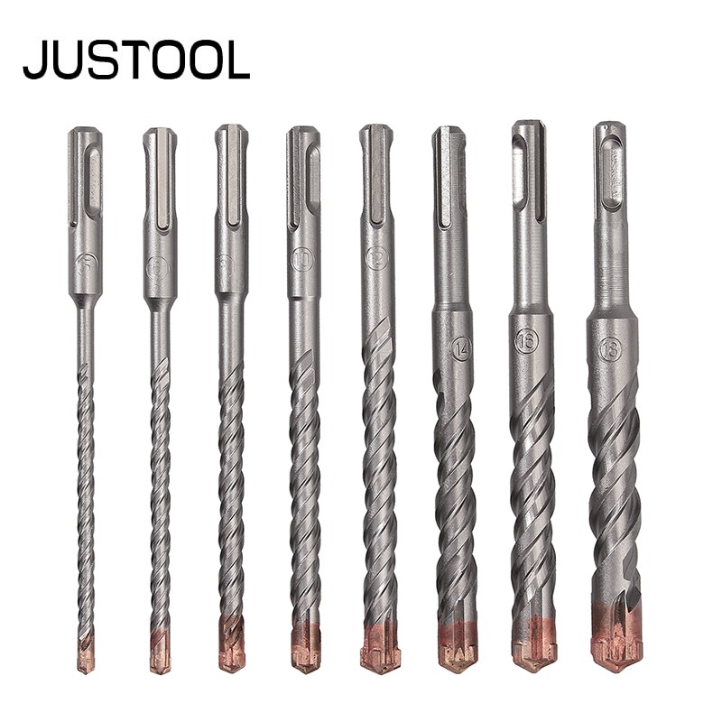 Justool 7/8pcs SDS Plus Hammer Drill Bit Set 40Cr Steel Stone Drill Cross Cutter Drill Bit Concrete Drill Bit 5-18mm Saw Drill Bit Set