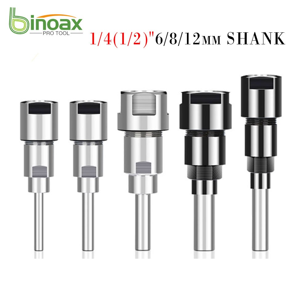 Binoax Router Bit Extension Rod Collet Drilling Machine Extension Milling Wood Cutting Machine 1/4(1/2) Inch 6/8/12mm Shank