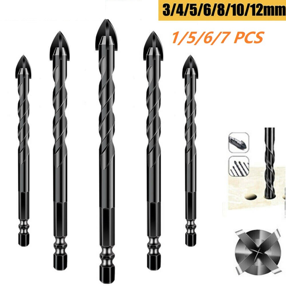 3-12mm Cross Hex Tile Drill Bits Set For Ceramic Cup Concrete Hole Opener Alloy Triangle Bit Tool Set Wood Metal Drill