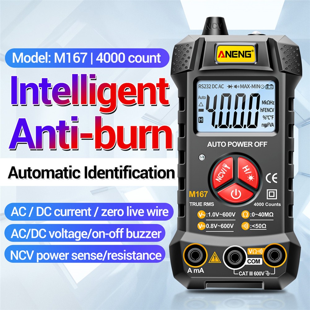 ANENG Digital Multimeter 4000 Count Tester AC DC Voltage Current Test Gauge Meter Electrical Resistance Detector Handheld Tool