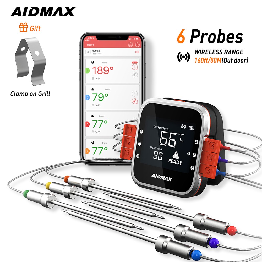 AidMax WR01 Digital Wireless BBQ Meat Thermometer BBQ Oven Thermomet with Stainless Steel Probe Cooking Kitchen Thermometer