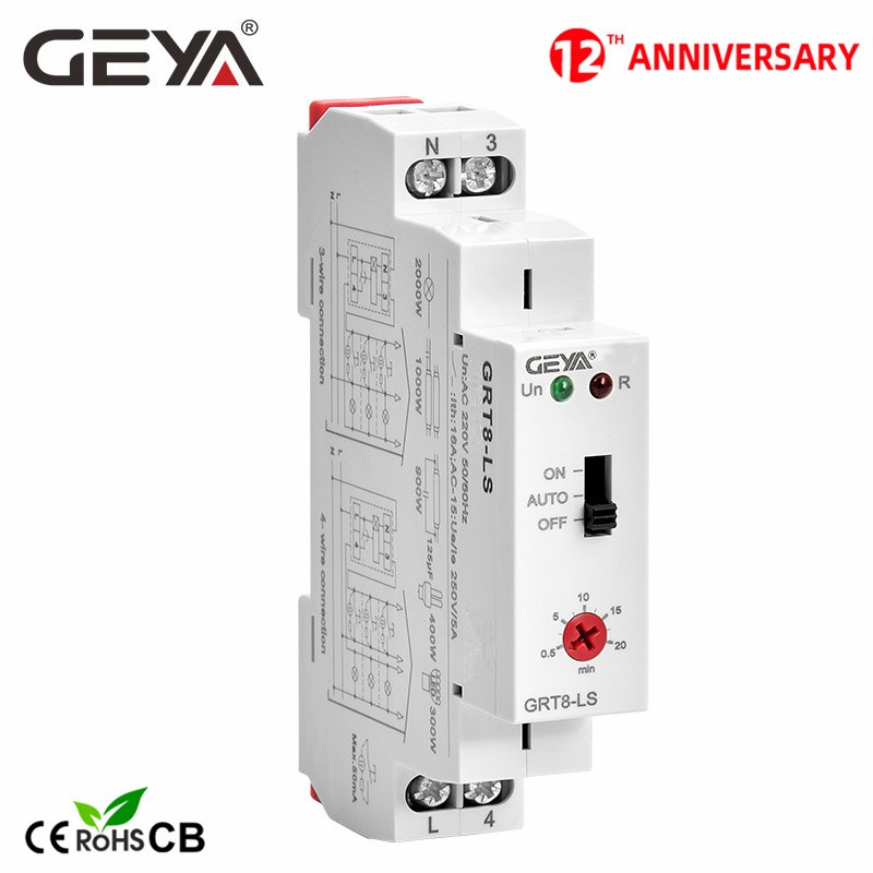 Free Shipping GEYA GRT8-LS Din Rail Stair Lighting Switch Timer Switch 230VAC 16A 0.5-20 Minutes Delay Off Relay Light Switch