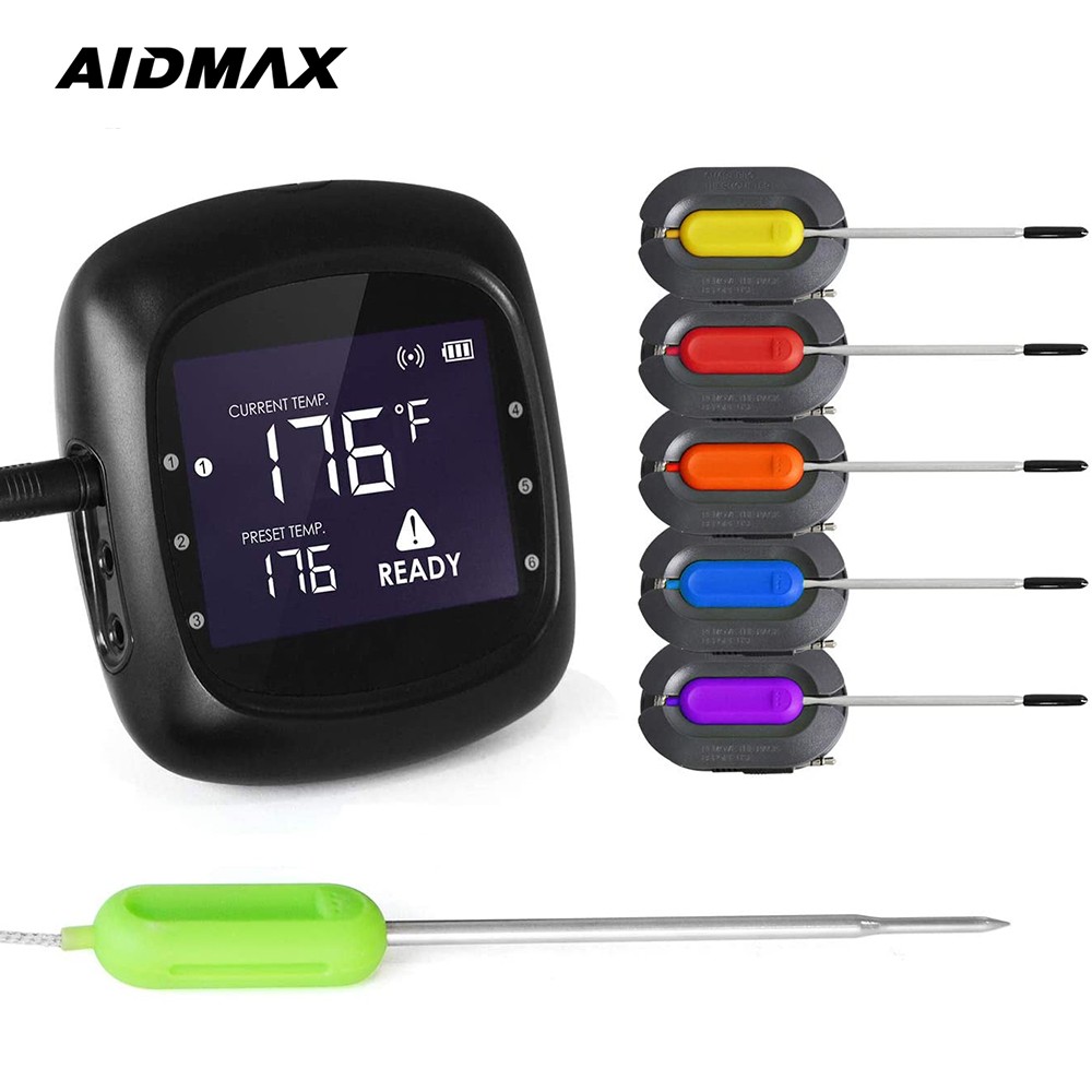 AidMax Pro05 كبير LCD الرقمية اللحوم ستيك ترمومتر طهي لراحة المطبخ مع تخزين السفر للصدمات حمل