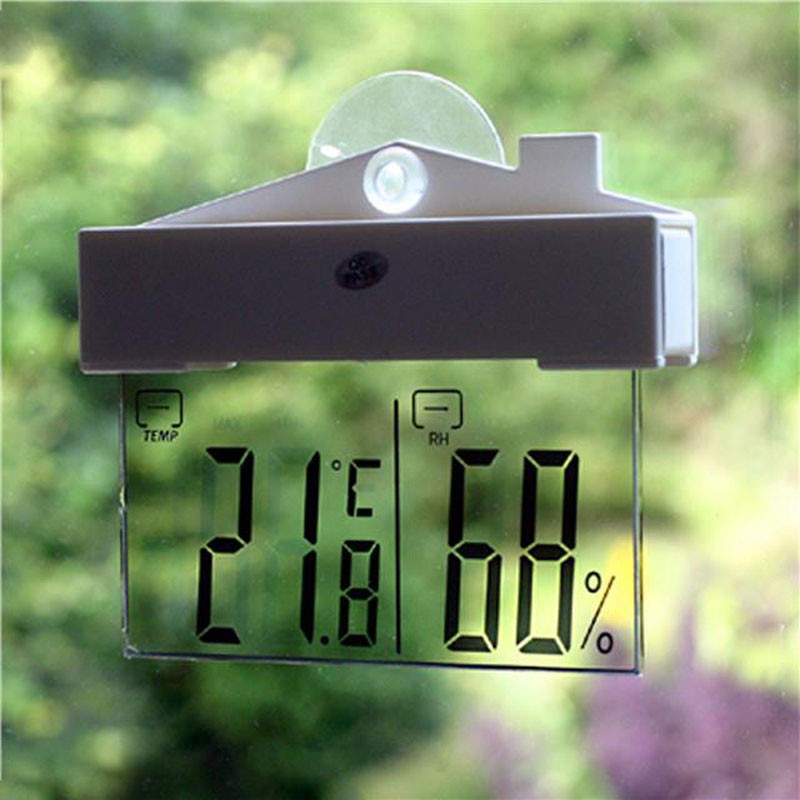 Easy Suction Cup Fitting LCD Digital Window Thermometer Hygrometer Weather Station Indoor Outdoor Wall Mounted