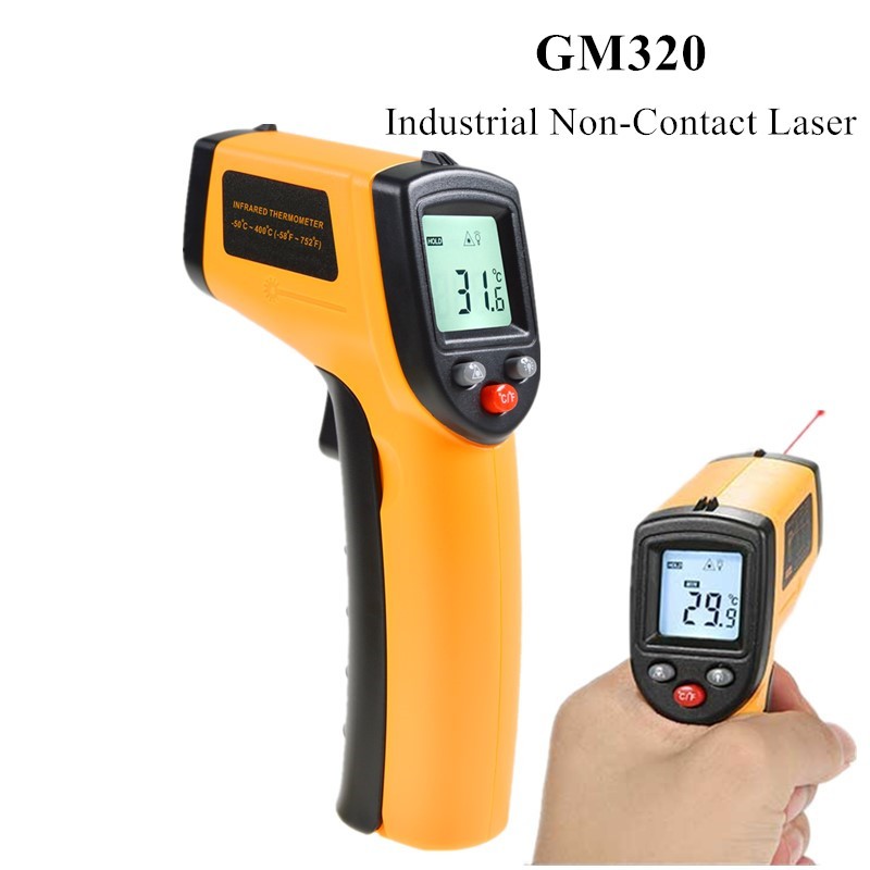 GM320 عدم الاتصال بالليزر-50 ~ 400 ℃ الأشعة تحت الحمراء ميزان الحرارة الأشعة تحت الحمراء الحرارة الأشعة تحت الحمراء ليزر درجة الحرارة متر الصناعية مقياس الحرارة نقطة بندقية 42%