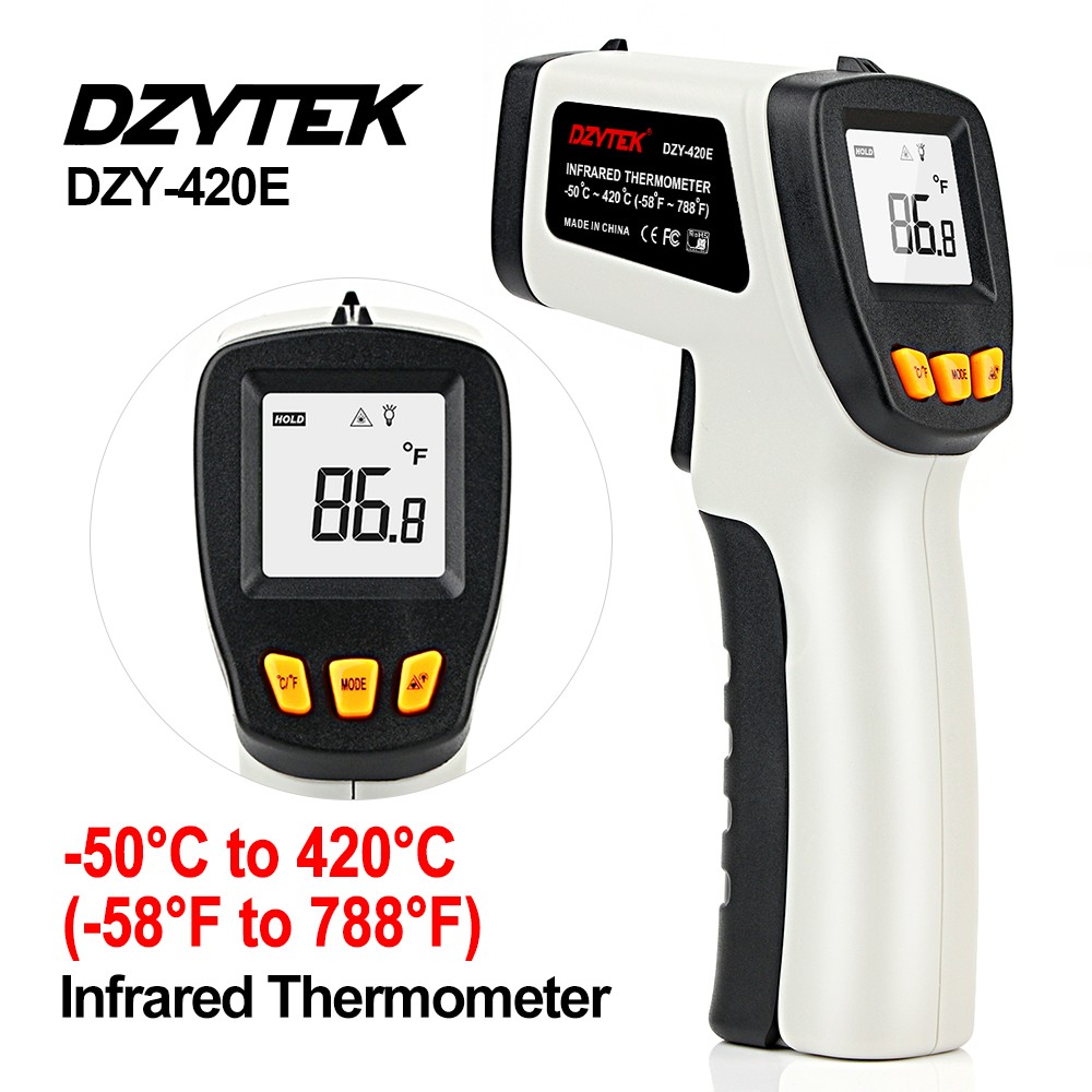 DZYTEK Non-Contact Digital Infrared Laser Thermometer Gun High Low Temperature Alarm -58℃~788℃ Thermometer