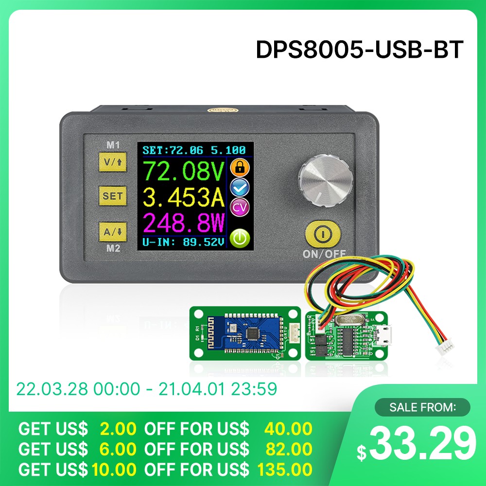 RD DPS8005-وحدة إمداد طاقة قابلة للبرمجة ، مقياس الفولتميتر ، مقياس التيار الكهربائي ، محول باك 80 فولت 5 أمبير