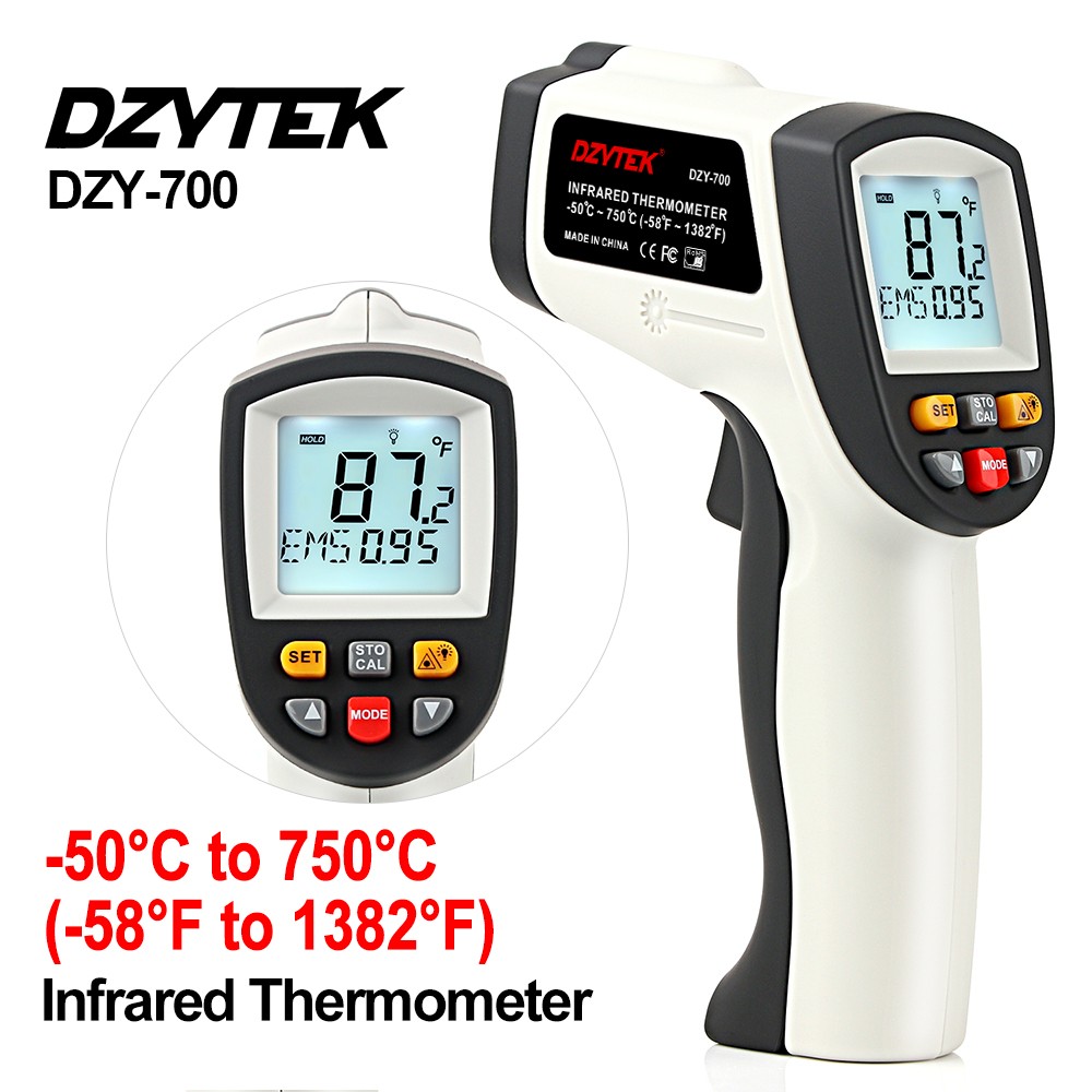 DZYTEK Laser Infrared Thermometer with Data Storage High Low Temperature Alarm Thermometer -58°F-1742°F Handheld Digital Thermometer Gun