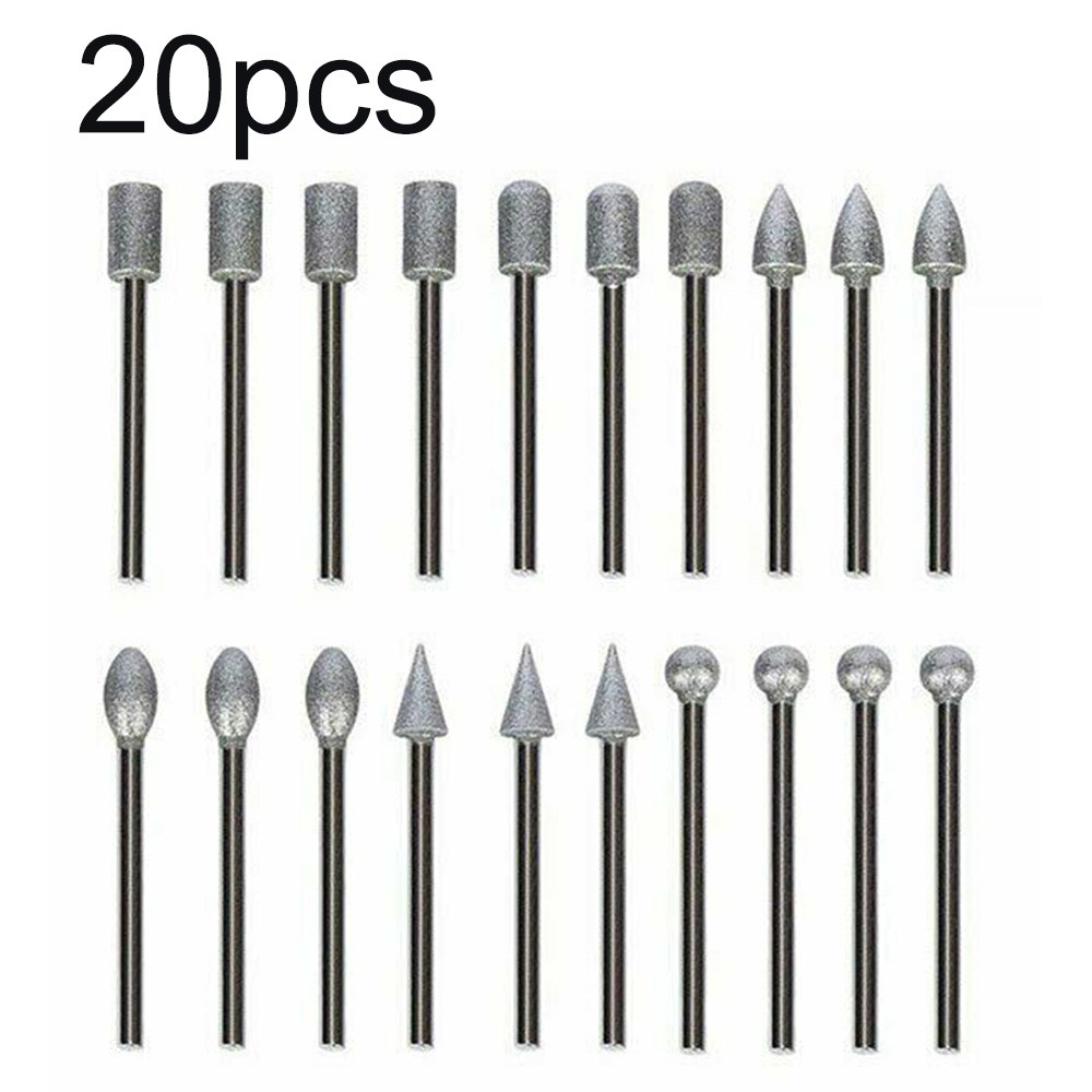 20pcs 120 grit plated diamond burr set rotary drill bit set grinding tool grinding diamond burr drill bits high quality