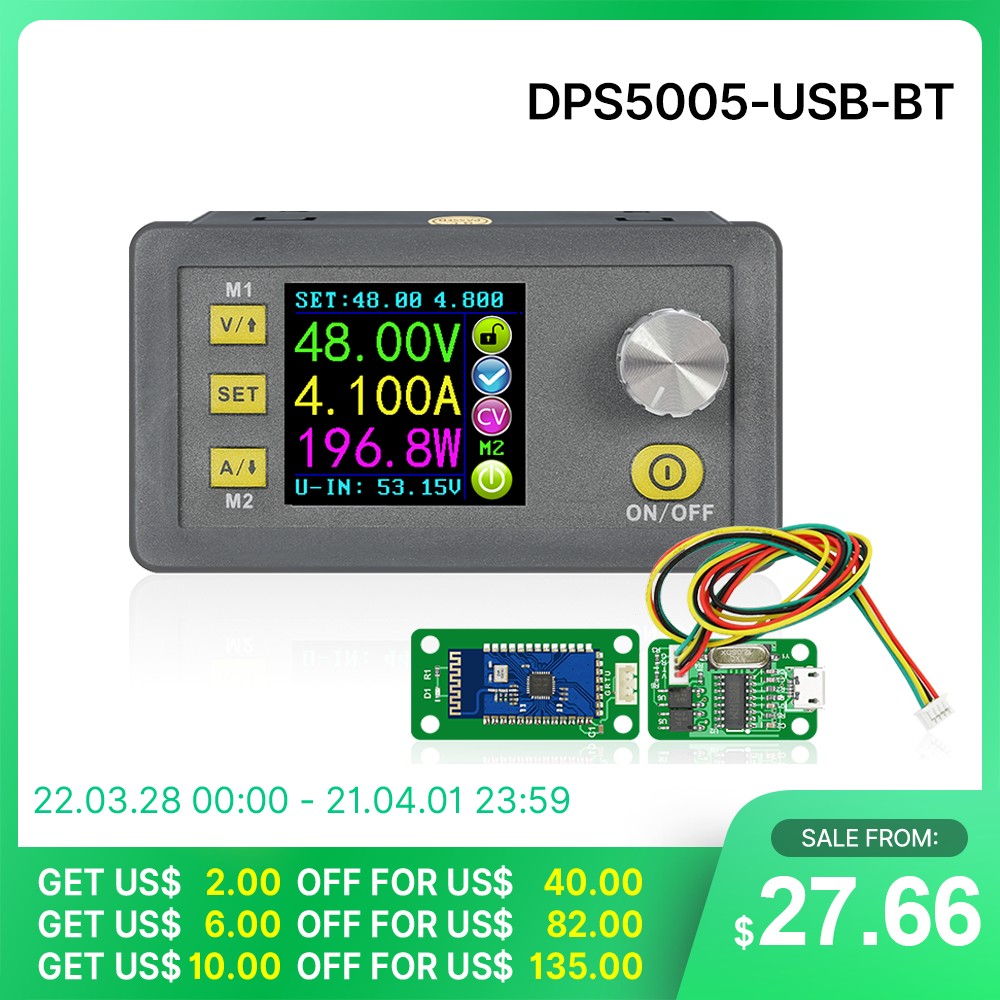 RD DPS5005 الاتصالات المستمر DC - DC الجهد الحالي تنحى التيار الكهربائي وحدة باك تحويل الجهد الفولتميتر 50V 5A