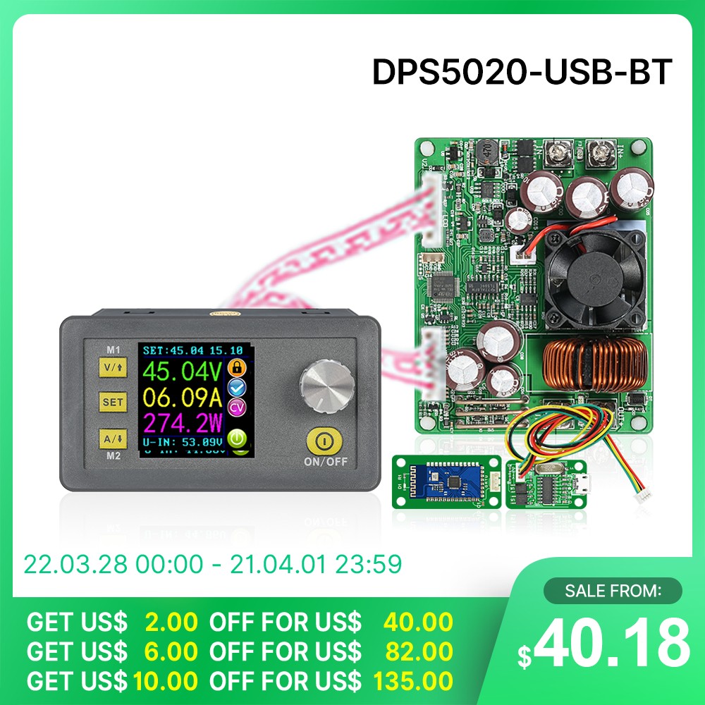 RD DPS5020 Voltage Constant Current DC DC Step Down Communication Bench Power Supply Buck Voltage Converter Voltmeter 50V 20A