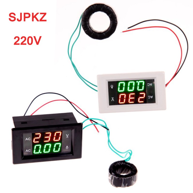 AC Ammeter Digital Voltmeter 220V Panel Amp Volt Current Voltage Meter Tester Double LED Display High Quality