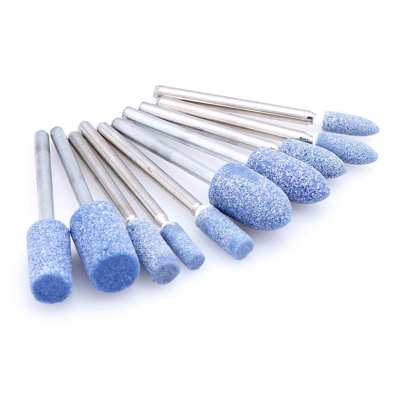 10pcs Blue Abrasive Stone Mounted Rotary Tool Grinding Wheel 1/8 Shank