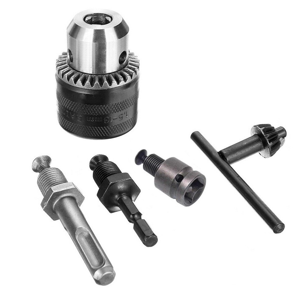 Mini Electric Drill Chuck 1.5-13mm Mount B10 Taper With Connector Motor Rod Hex Shank Shaft Wrench Power Tool