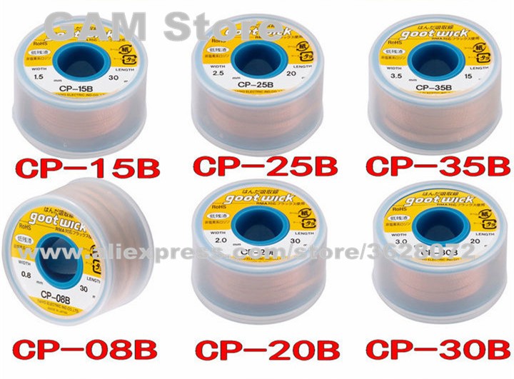 CP-10B/15B/20B/25B/30B/35B/45B GOOT Wick Desoldering Wire Dispenser Suction Tin Wire for Precision PCBs RMA Tin Removal Flux Base