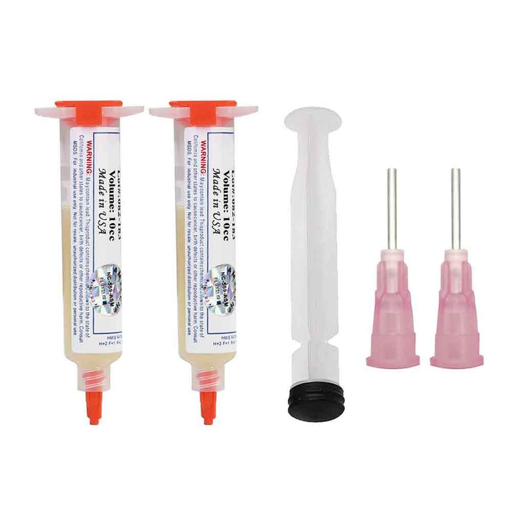 10cc Lead-Free Soldering Flux Grease For LED Chips BGA SMD PGA PCB DIY Repair Soldering Paste Needles Syringe Pusher Rework Tools