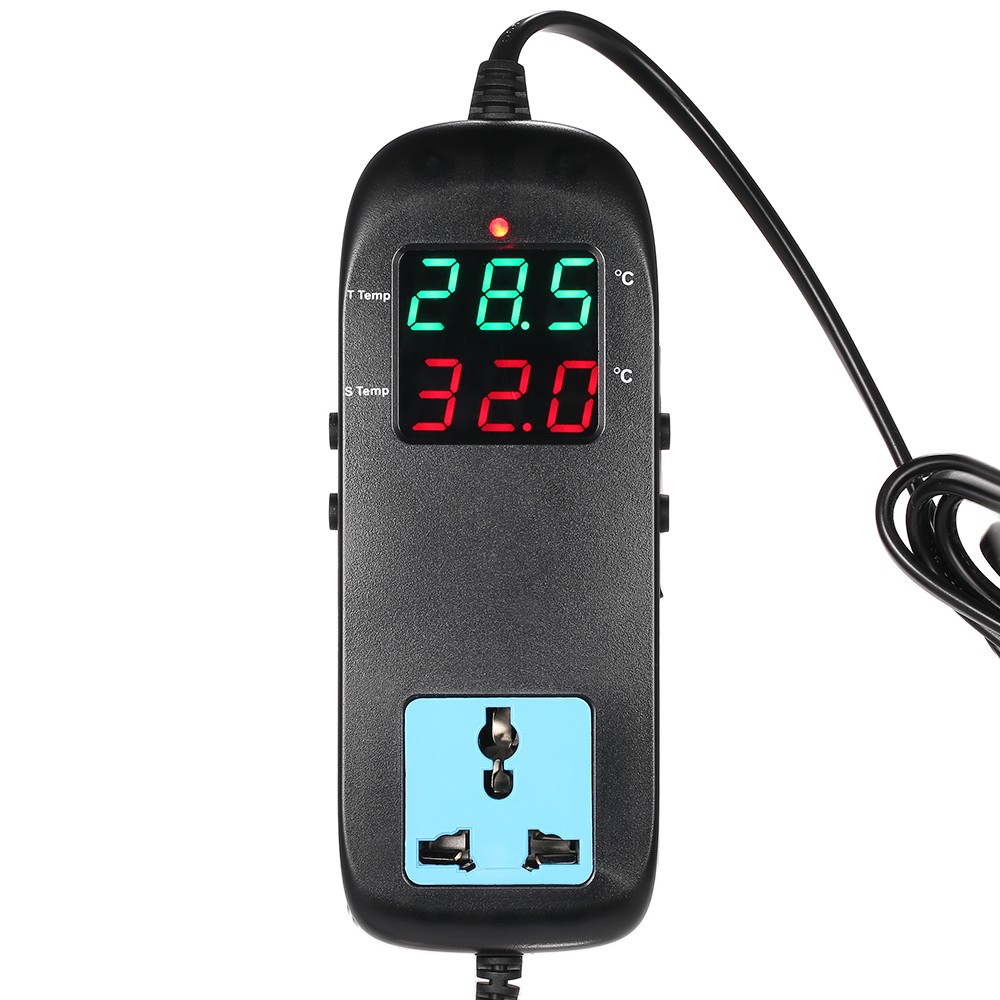 Digital Temperature Gauge Thermometer, Temperature Measuring Instrument with Thermostat Plug, AC 90V~250V, LED