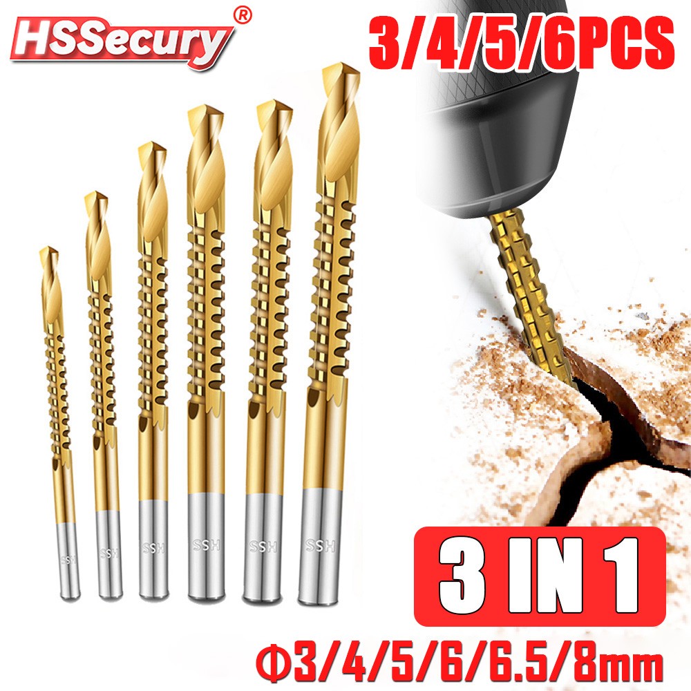 3/4/5/6pcs Cobalt Drill Bit Spiral Screw Metric Composite Tap Drill Bits Drill Polishing Woodworking HSS Twist Drilling Tools