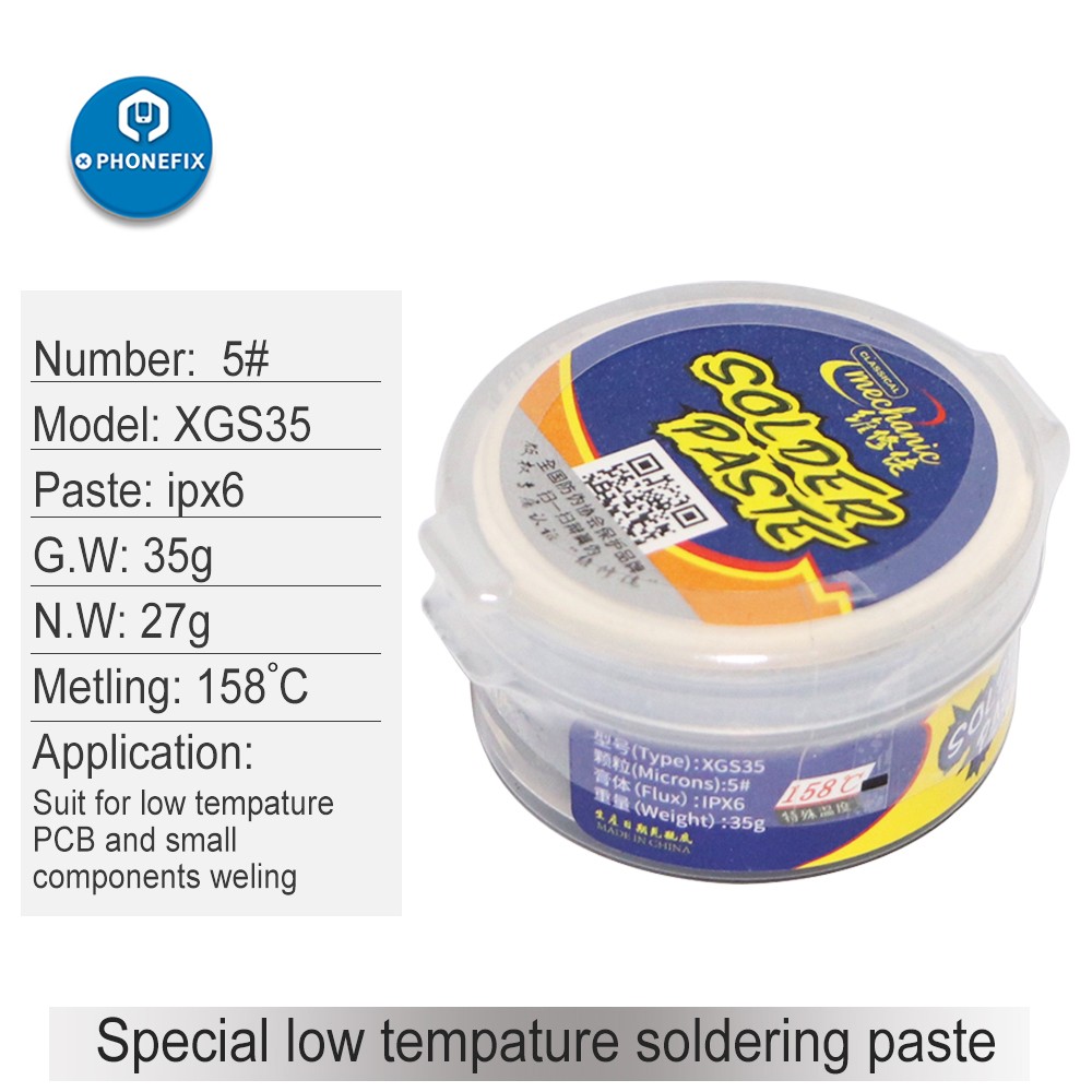 Mechanical Solder Paste 35g Solder Paste Flux No Clean Lead Free Low Middle High Temperature Solder Paste Mobile Phone PCB Repair