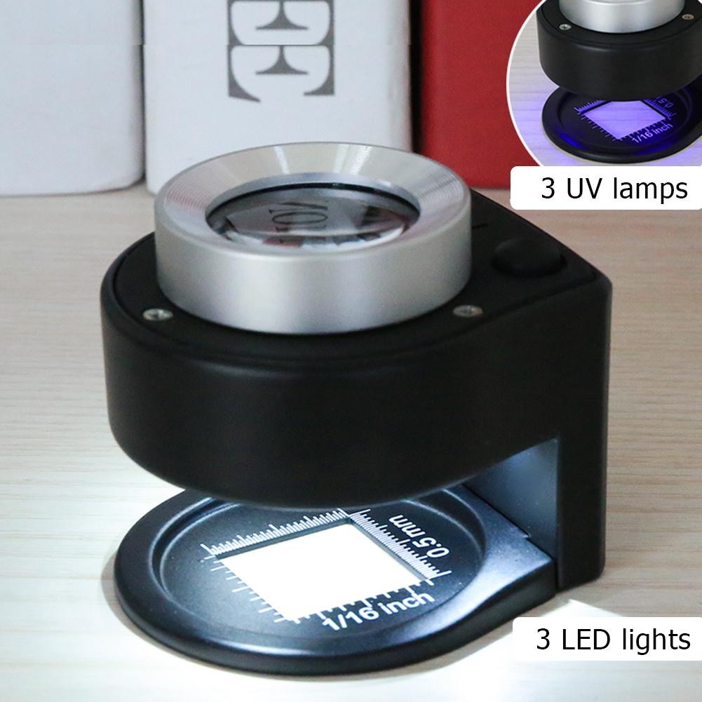 30X Optical Glass Lens Magnifier 6 LED Full Metal Folding Linen Tester Loupe Magnifying Glass Multi Anti Magnifier