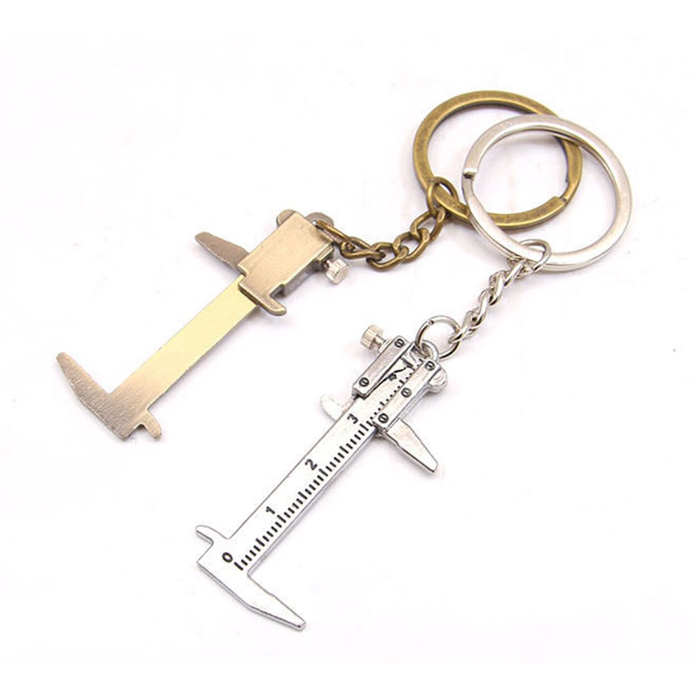 1pc Mini Portable Zinc Alloy Vernier Caliper Key Chain Simulation Measuring Tools Fashion Bag Decoration Keyring