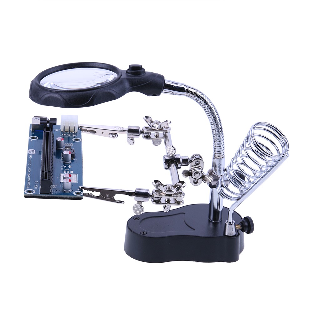 Welding Magnifying Glass with LED Light 3.5X-12X Lens Auxiliary Clip Loupe Desktop Magnifier Third Hand Welding Repair Tool