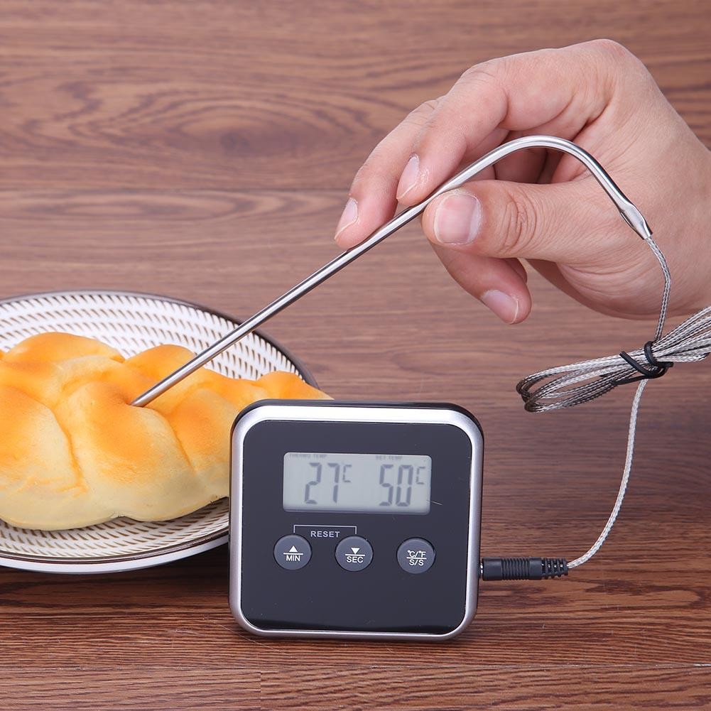 Digital BBQ Cooking Thermometer Electronic LCD Food Thermometer BBQ Temperature Probe Alarm Cooking Timer