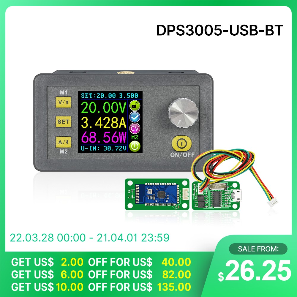 RD DPS3005 - LCD Voltage Converter, DC Voltage Converter, Power Supply Module, Voltmeter, 30V, 5A