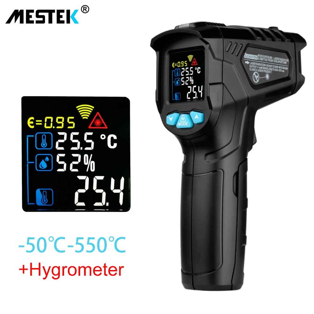 Mestek IR01 Series Digital Infrared Thermometer -50~380/550/800 Degree Non Contact Thermometer Gun Thermometer with Color Display