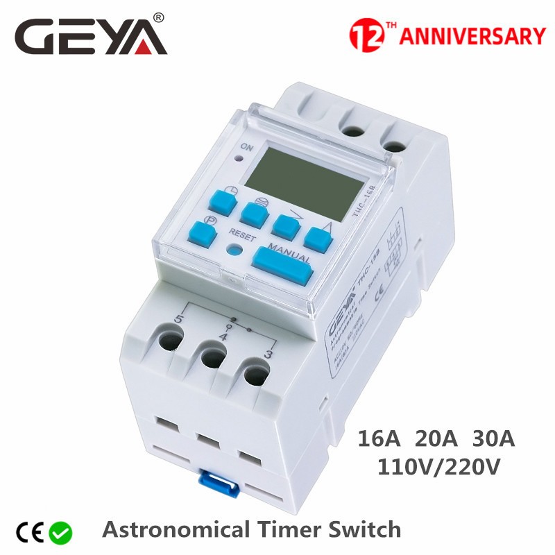 GEYA-مؤقت فلكي THC ، مفتاح LCD ، 16A ، 20A ، 30A ، 110V ، 220V