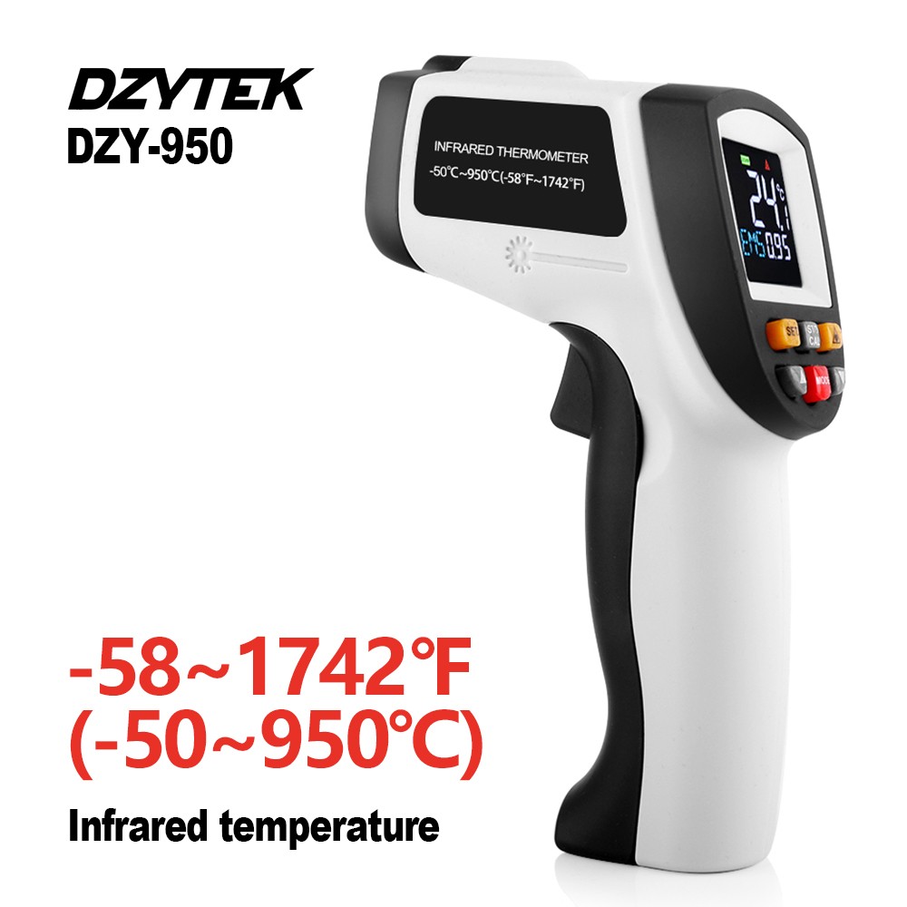 DZYTEK Non-contact Digital Infrared Laser Thermometer Gun High Low Temperature Alarm -58℃~1382℃ Thermometer