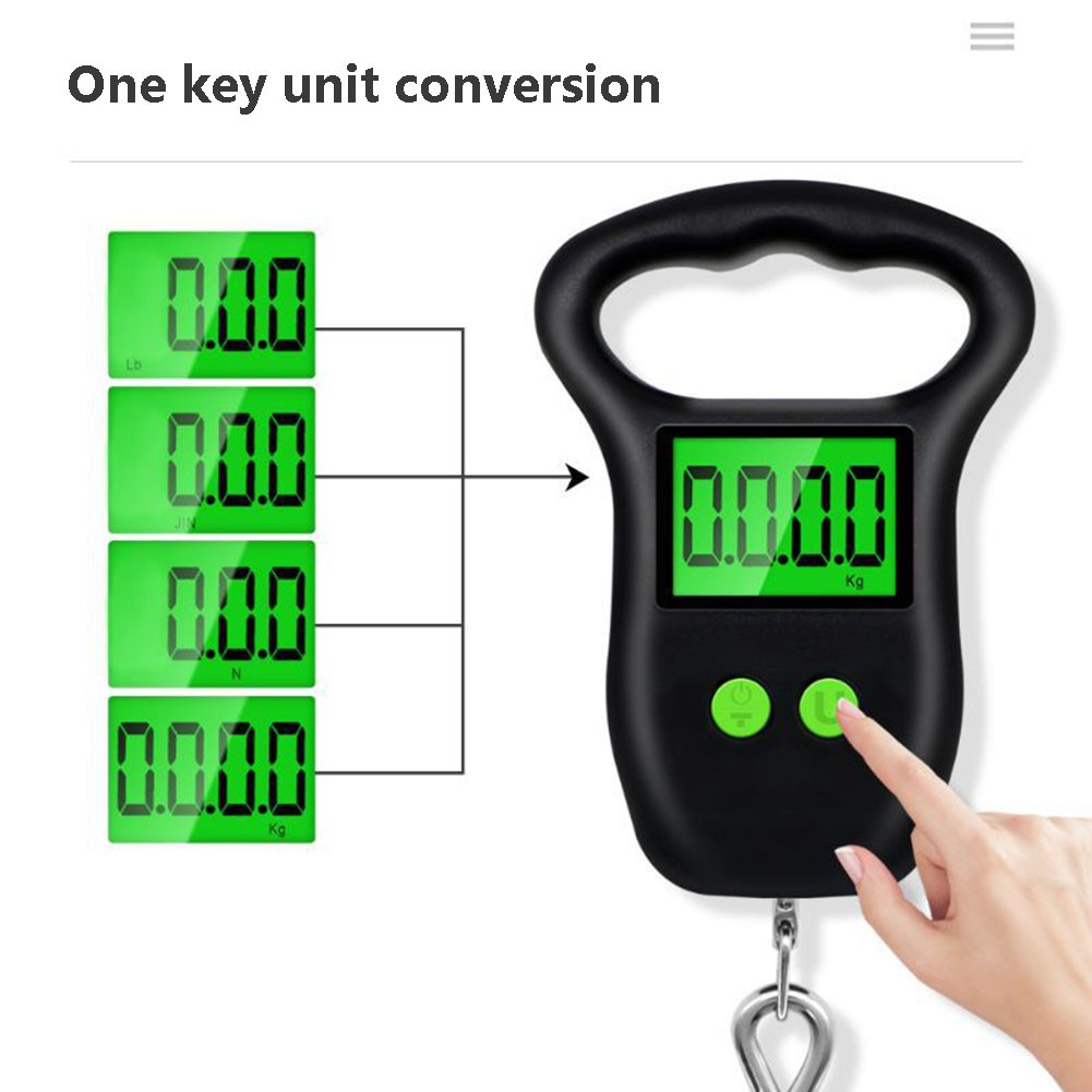 Portable 50kg Hanging Scale with Backlight Electronic Fishing Weights Pocket Digital Fishing Scales Luggage Kitchen Weight