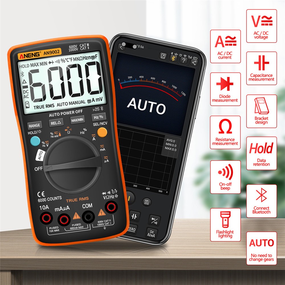 ANENG AN9002 Digital Multimeter 6000 Counts Professional Multimeter RMS AC/DC Voltage Tester Current Auto Range