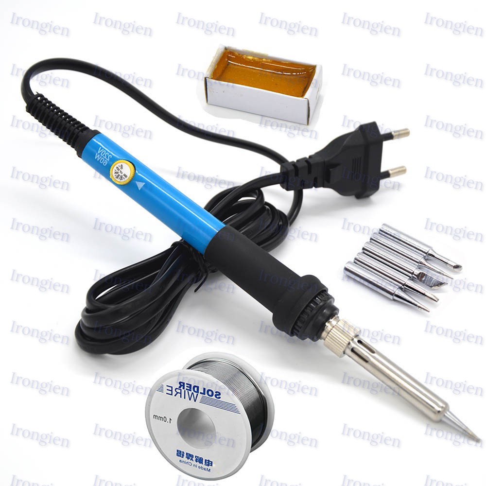 Electric Soldering Iron Kits 220V 110V 60W EU/US Temperature Adjustable Soldering Gun Repair Tool with Tin Sodder Wire 5 Tips Iron