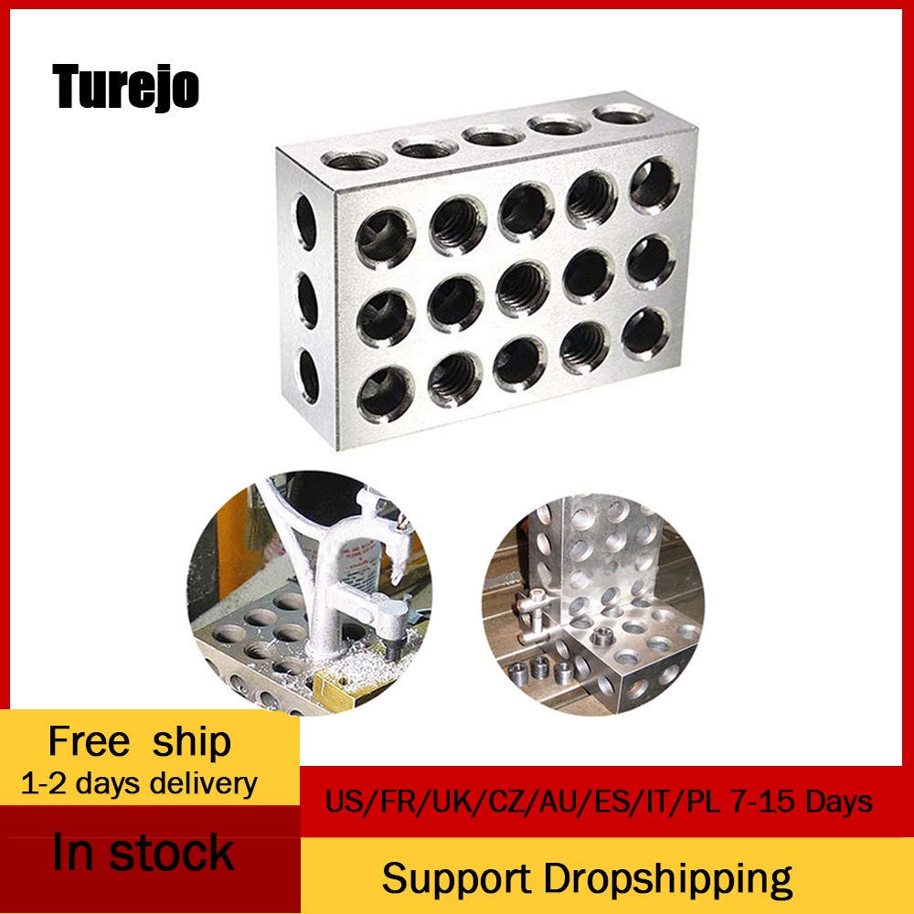 2pcs 23 Holes Precision Gauge Blocks 25-50-75mm Steel Parallel Clamping Block 1-2-3 Inch Metal Gauge Block Measuring Tool