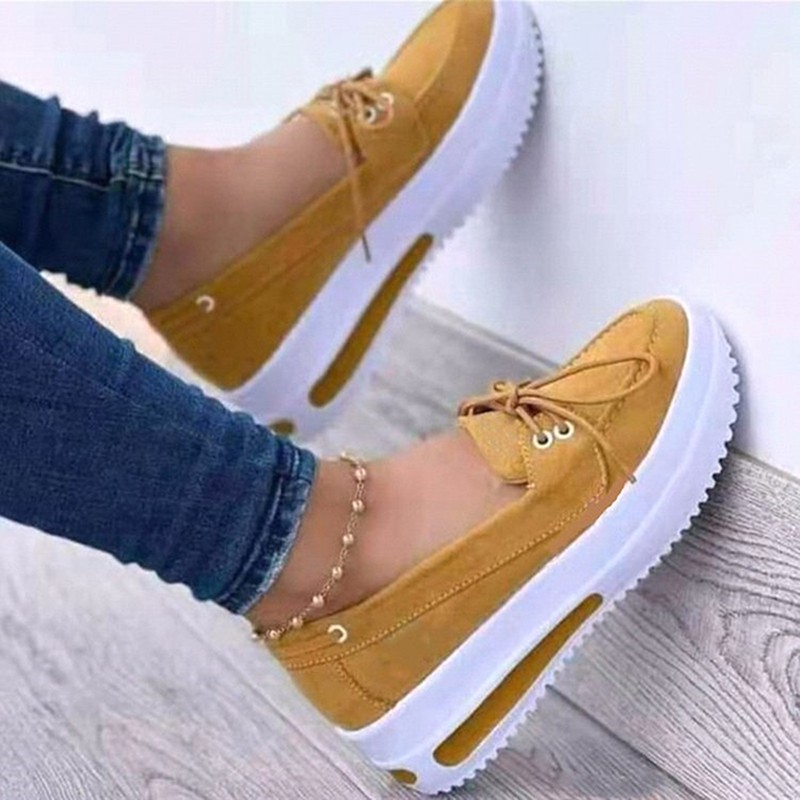 Women Sneakers Thick Bottom Female Vulcanized Sneakers Solid Color Flat Casual Walking Lace Up Casual Women Shoes