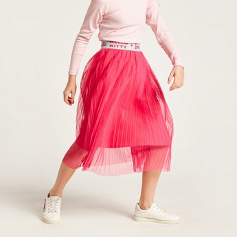 Sanrio Hello Kitty Pleated Midi Skirt with Elasticised Waistband