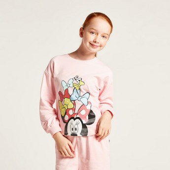 Disney Minnie Mouse Print Sweatshirt with Long Sleeves