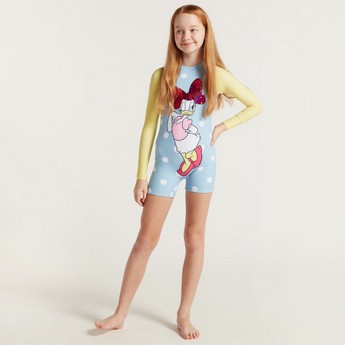 Daisy Duck Printed Swimsuit with Raglan Sleeves