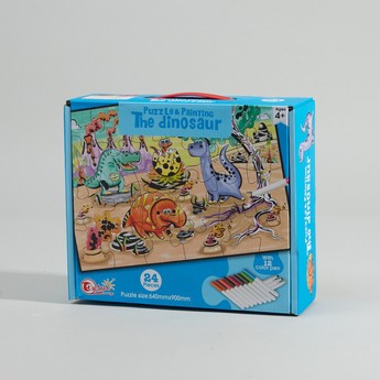 The Dinosaur 24-Piece Puzzle and Painting Set