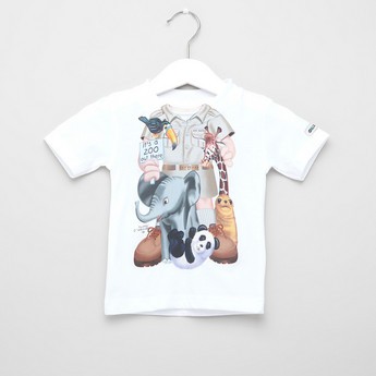 Just Add A Kids Zookeeper Print T-shirt with Round Neck