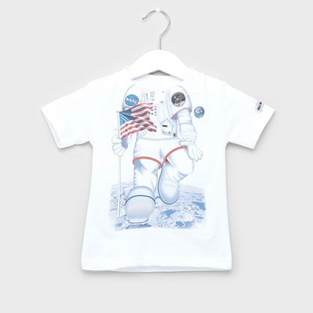 Just Add A Kid Astronaut Moon Print T-shirt with Round Neck