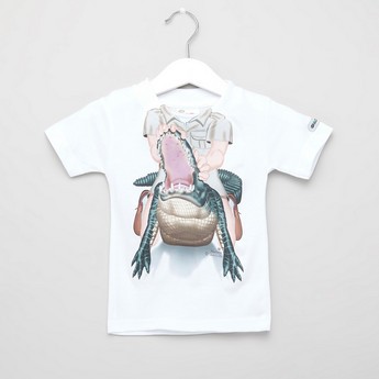 Just Add A Kid Printed T-shirt with Round Neck and Short Sleeves